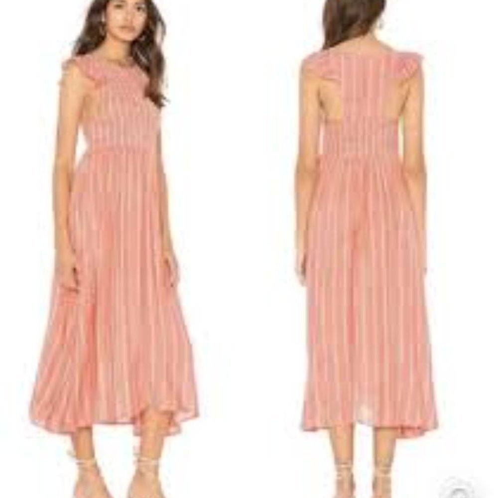 ✅ FREE PEOPLE Chambray Butterflies Midi Dress SIZE X-SMALL